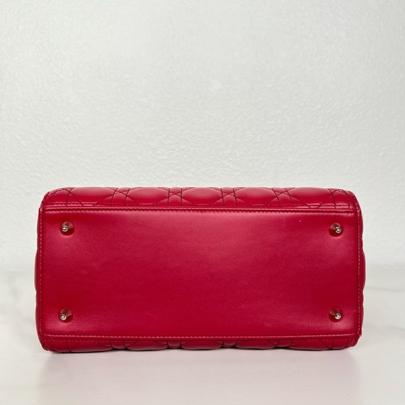 Dior Red Medium Lady Dior Handbag - Picture 8 of 9